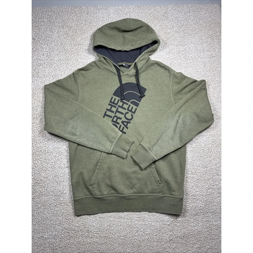 The North Face Hoodie Men's Sz Med Green Big Logo Hooded Sweatshirt